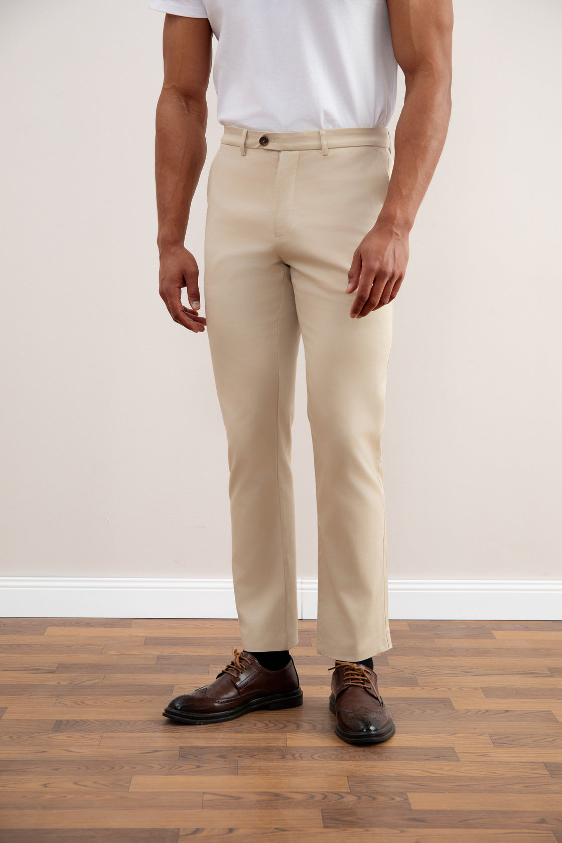 Chino Beige Stretch Straight-Fit