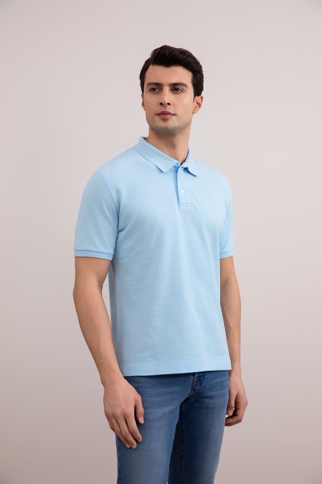 Camisa polo azul oceânica de algodão piqué