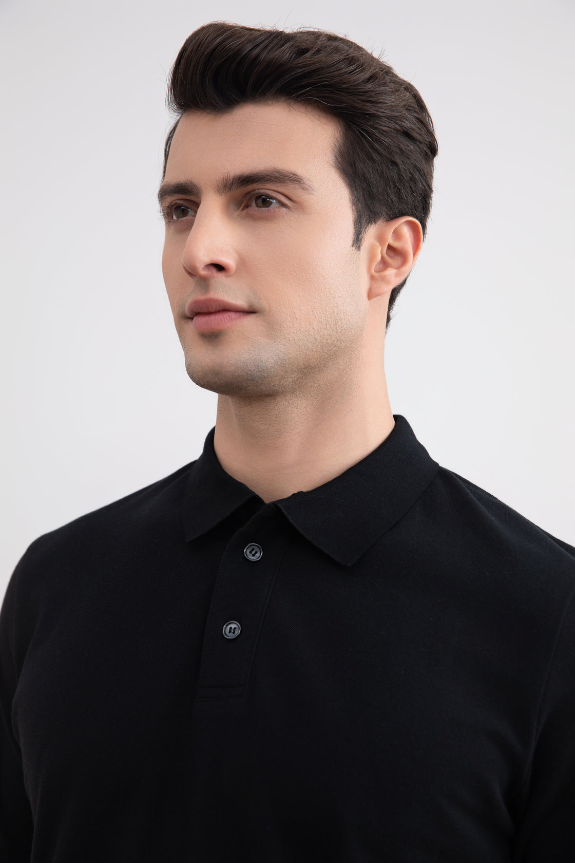 Camisa polo preta de algodão piqué