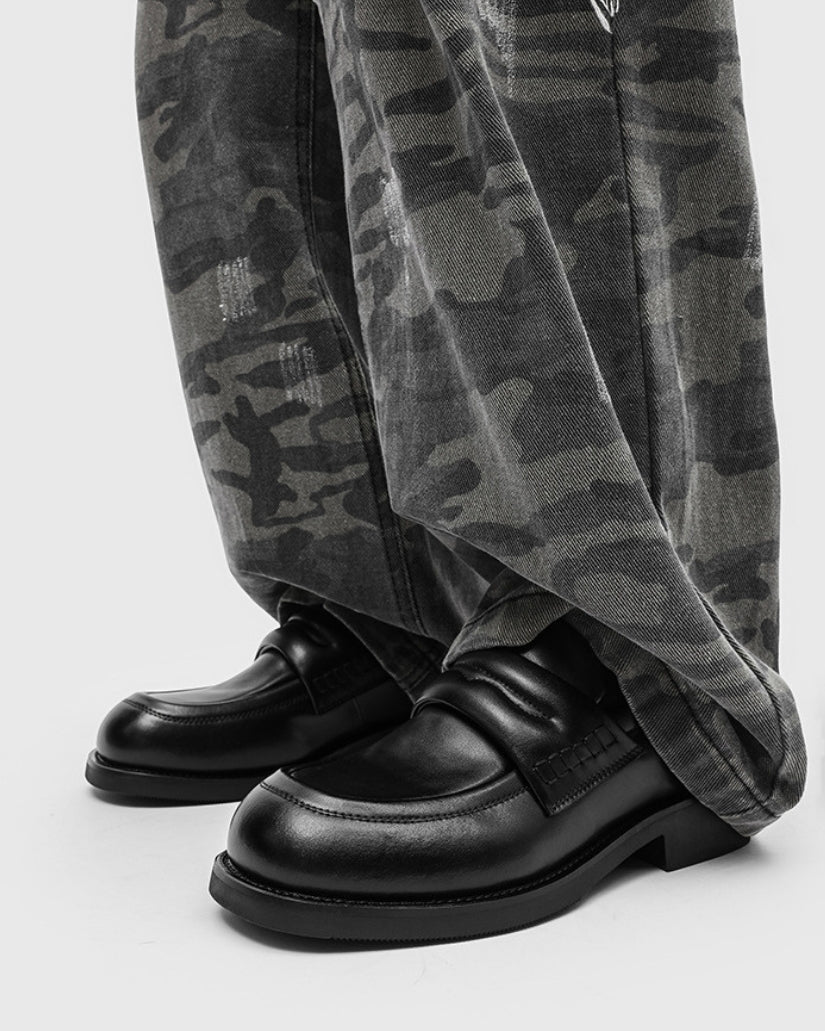 Mocassins de couro preto Edge