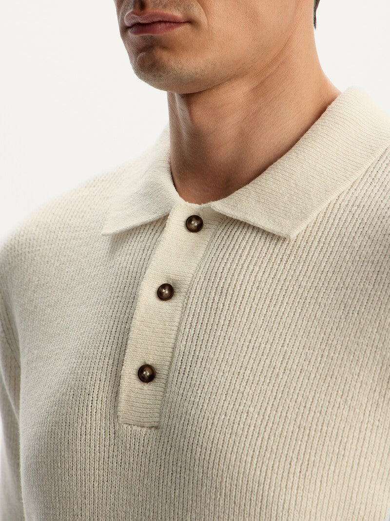 Camisa polo de algodão e linho Milk