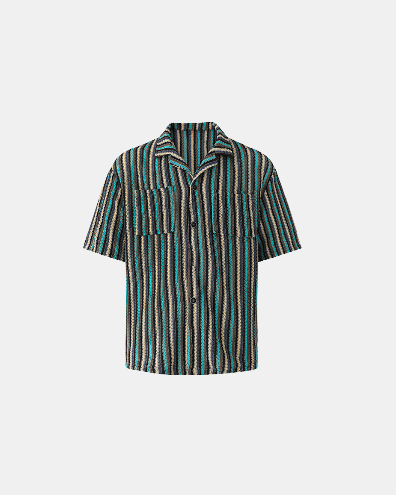 Camisa Resort com textura listrada