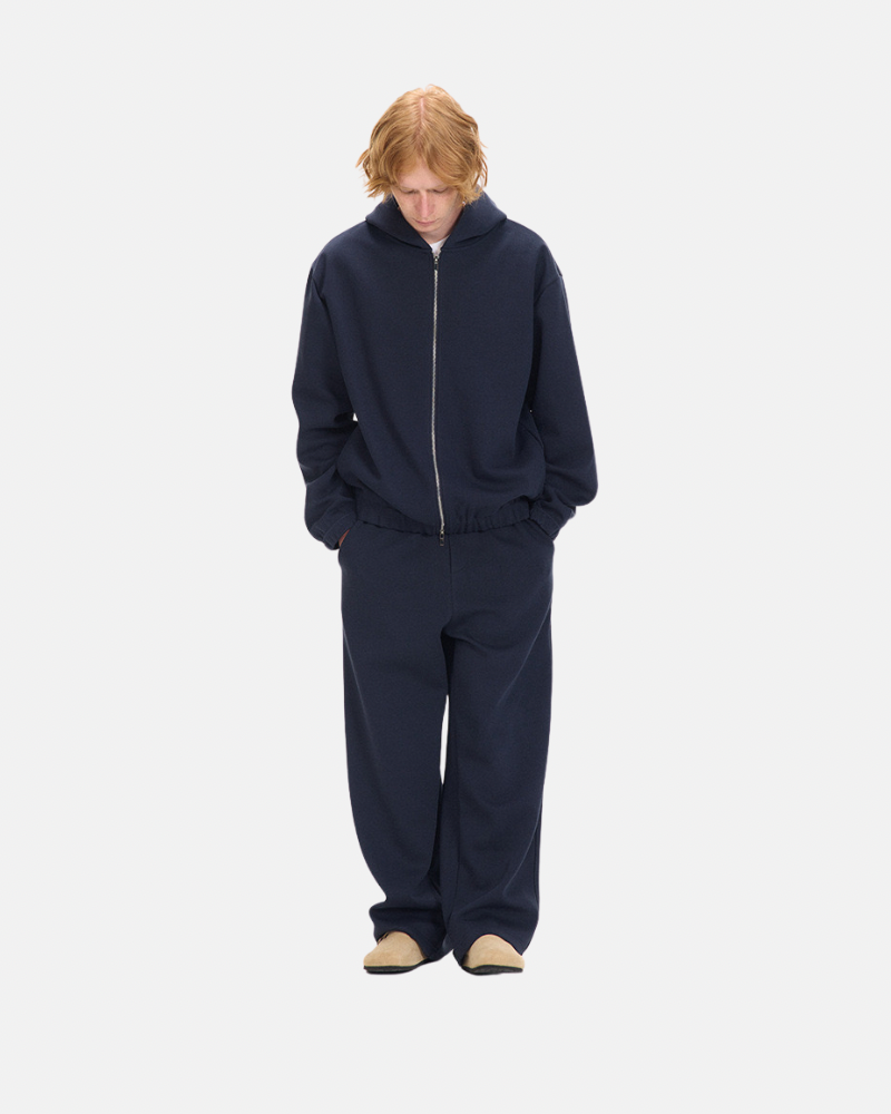 Conjunto de moletom com zíper e calça de perna larga