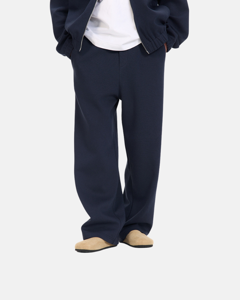 Conjunto de moletom com zíper e calça de perna larga