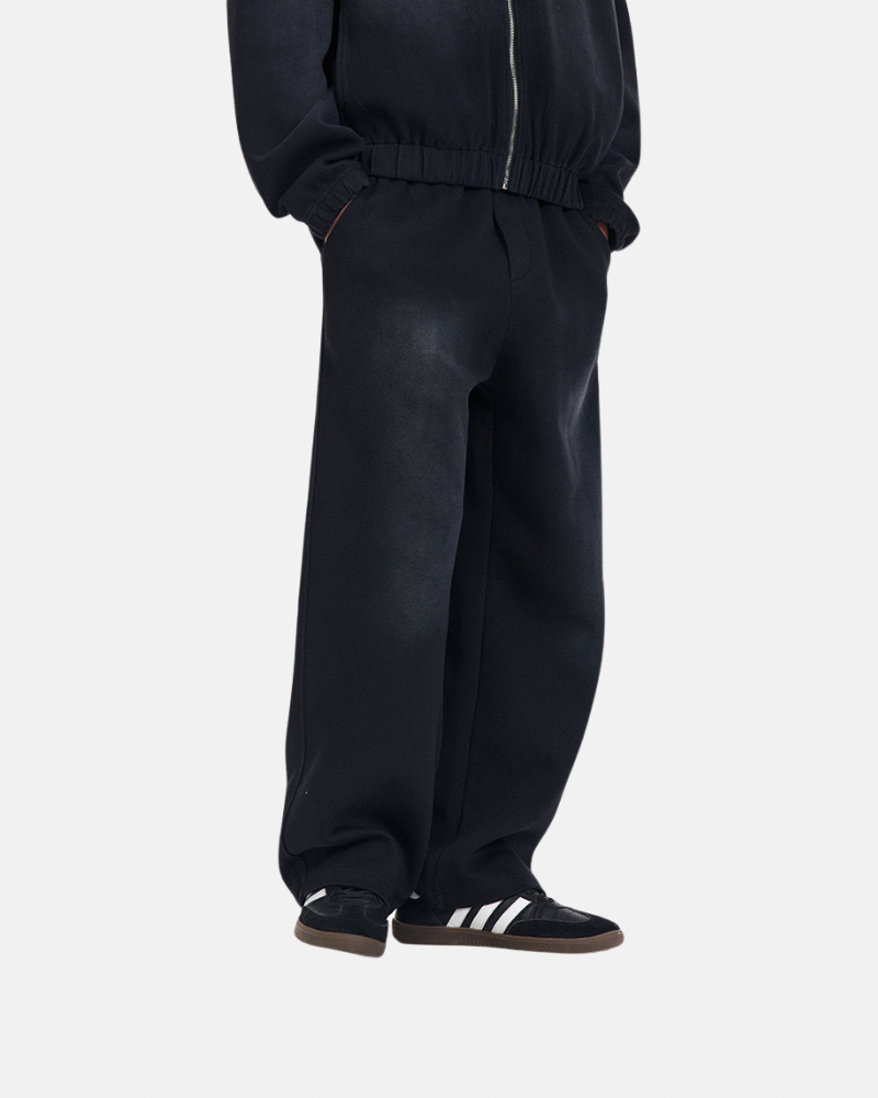 Conjunto de moletom com zíper e calça de perna larga