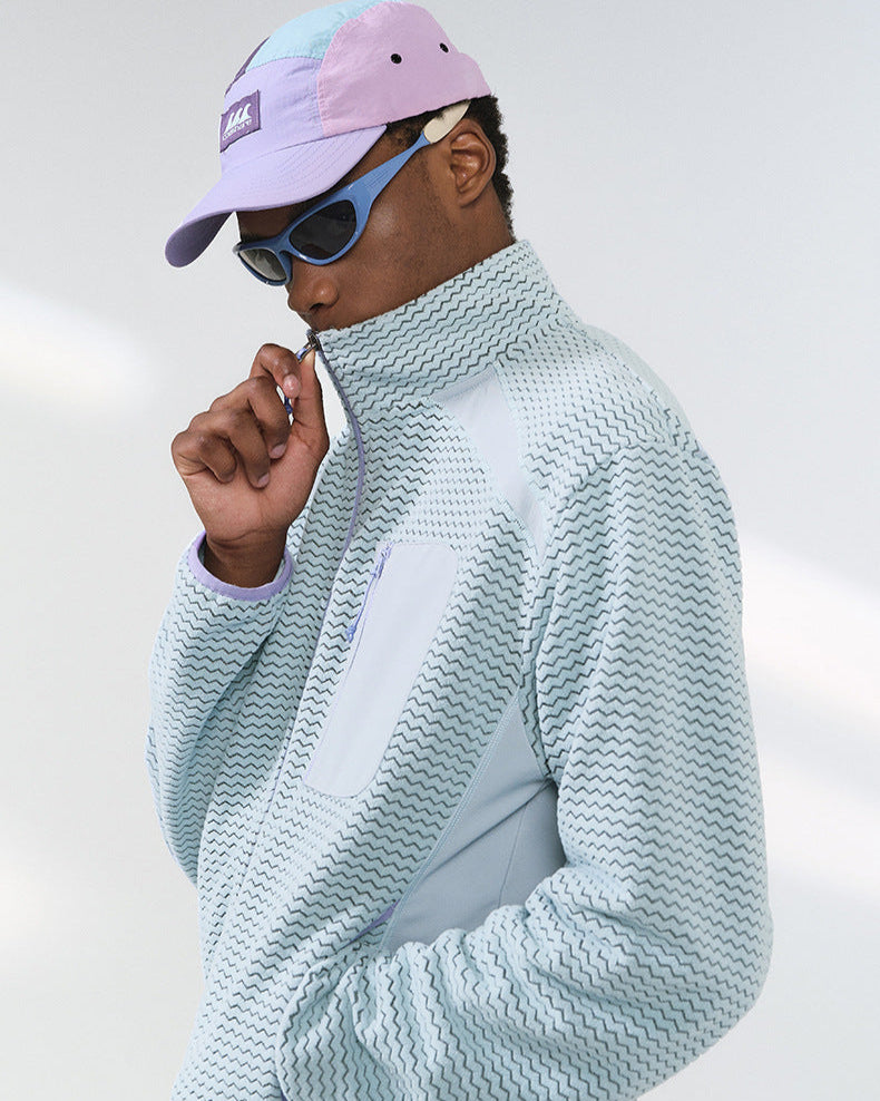 Jaqueta com zíper no padrão Waffle