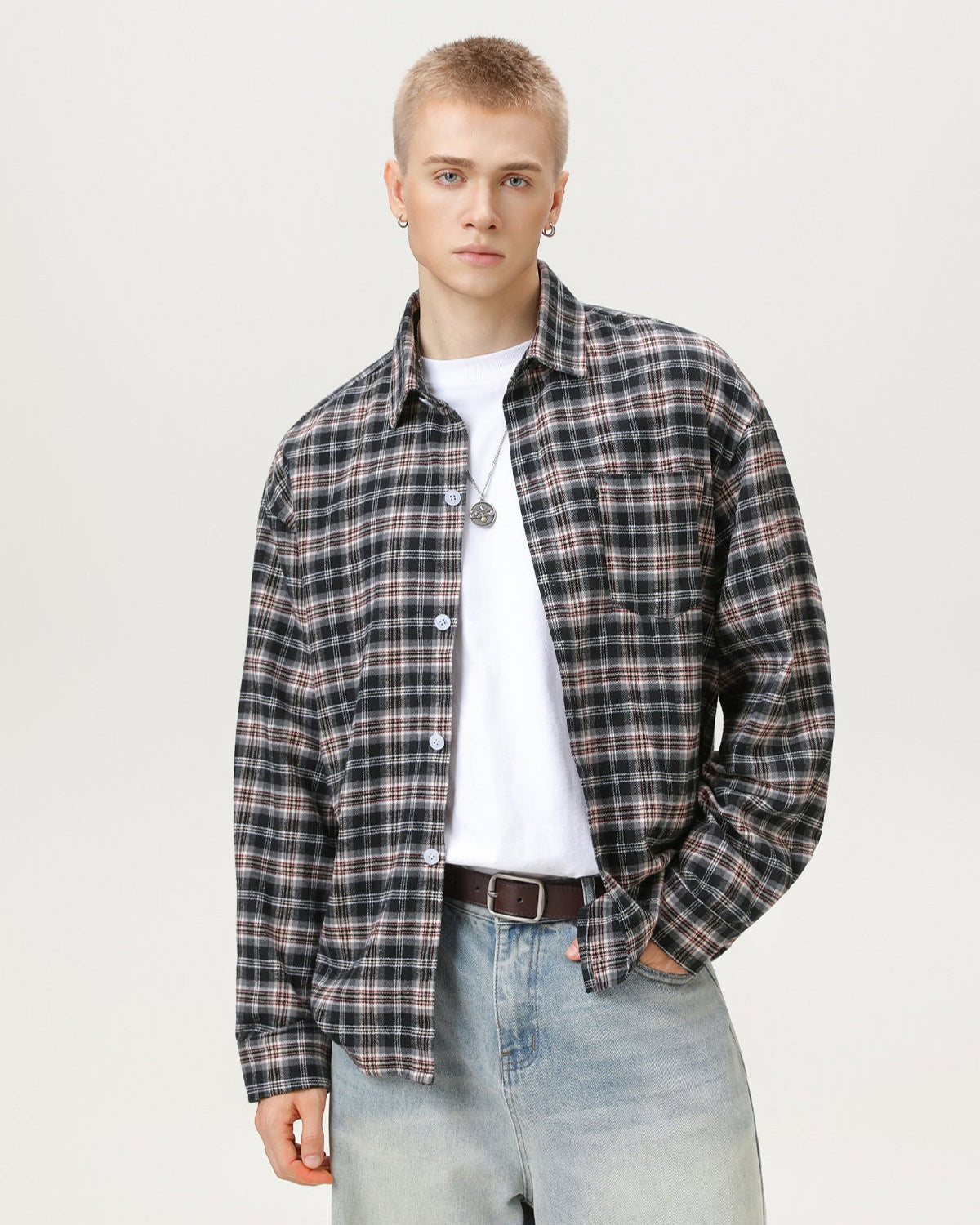 Camiseta de flanela xadrez American Vintage