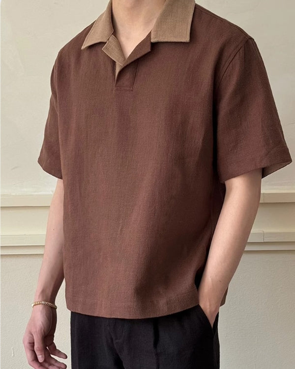 Camisa pólo aberta Linnen Mix