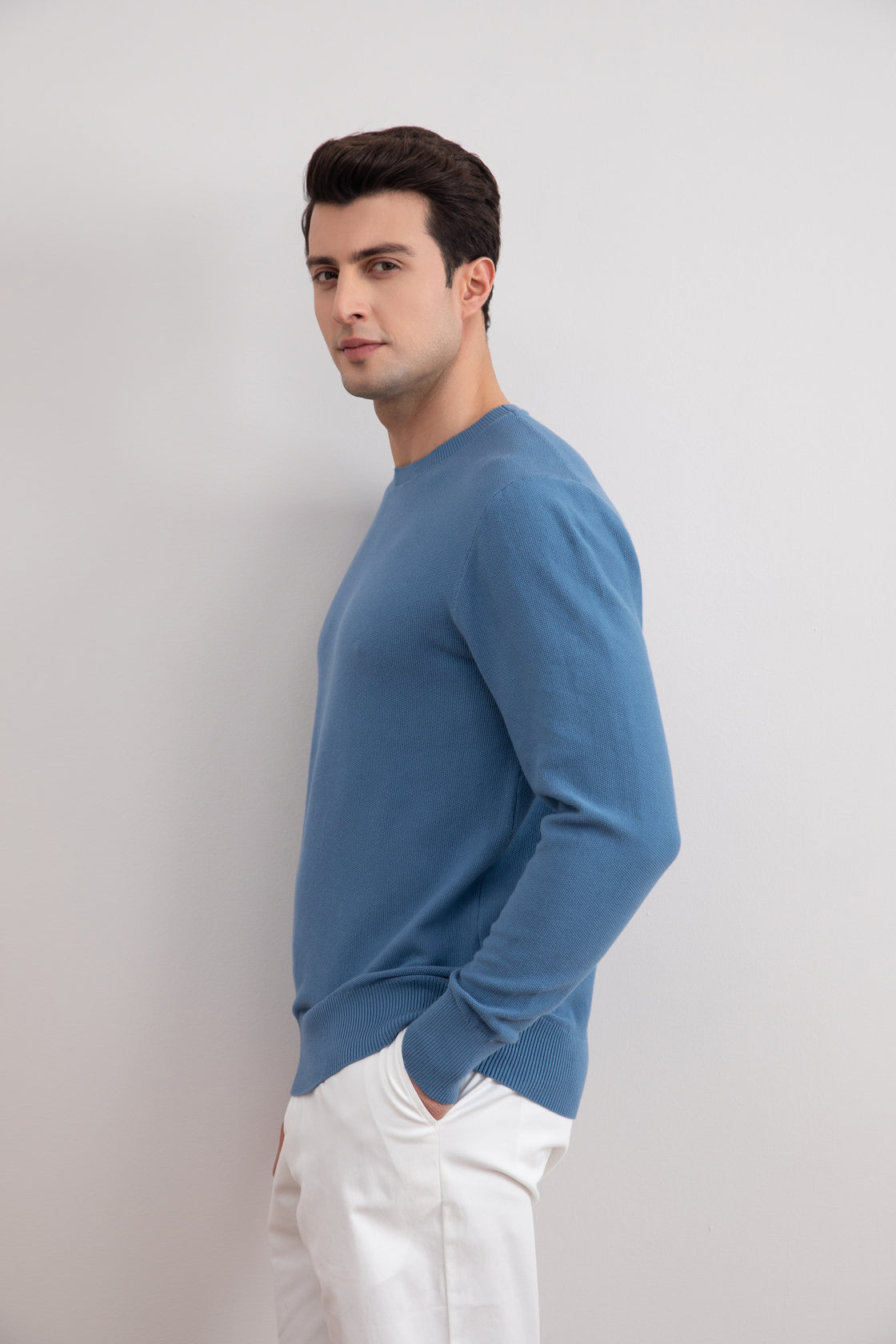 Camisola com gola redonda 18mil azul poeirenta