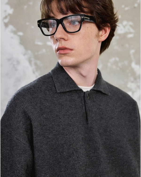 Camisola pólo de malha texturada