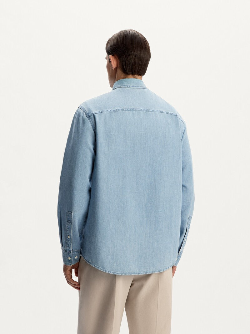 Camisa de ganga clara Azul claro