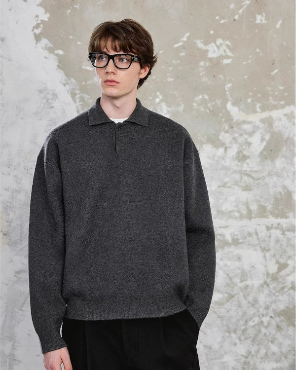 Свитер-поло из текстурированного трикотажа