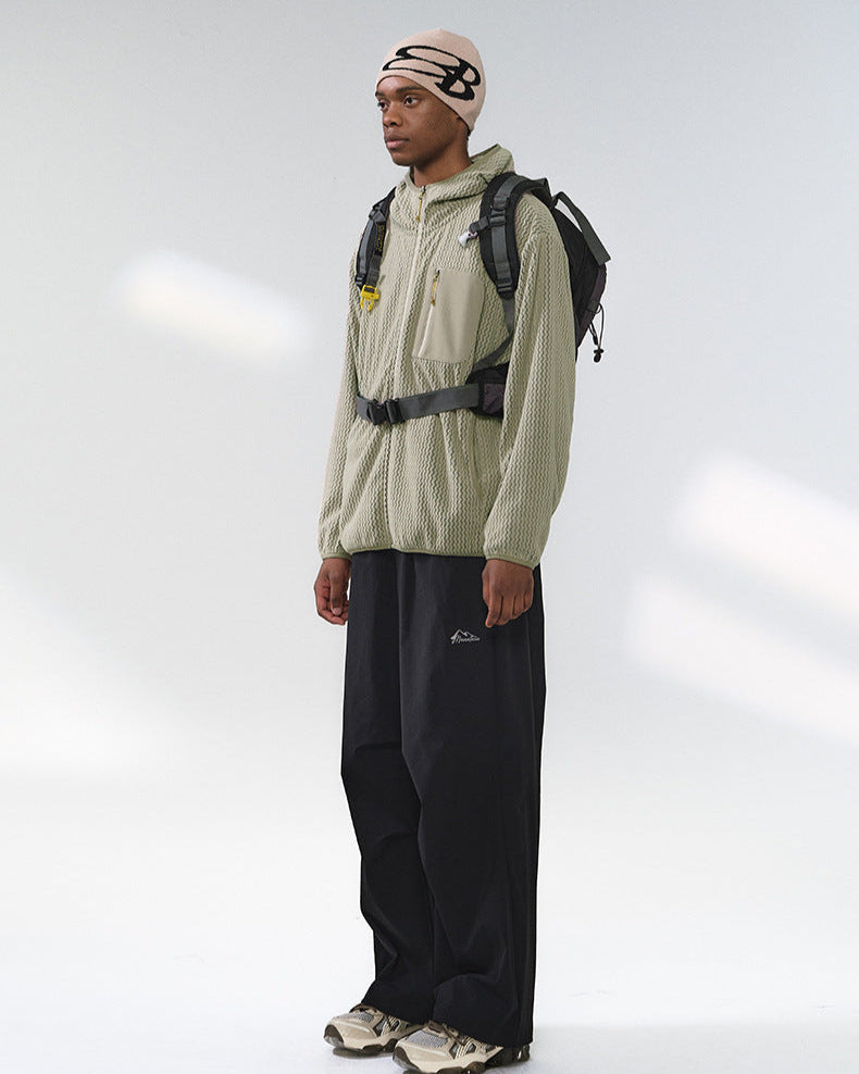 Вафельная куртка с капюшоном на молнии