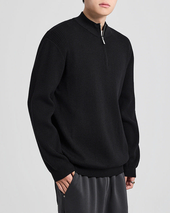 The Carrington Pit Jacquard-stickad halvzip