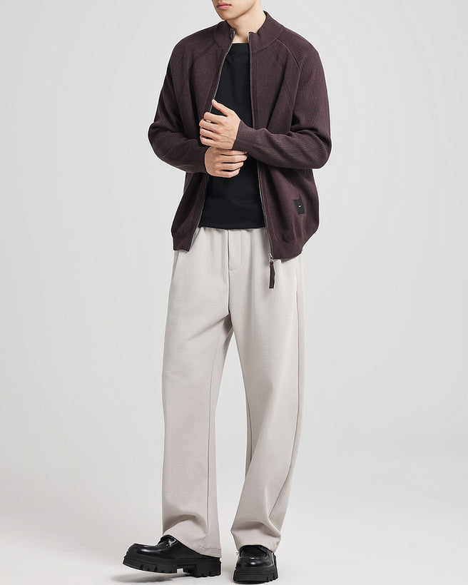 Spliced Pit Texture Stickad Cardigan