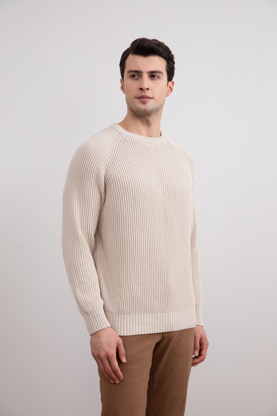 Beige Engelska Rib Crewneck