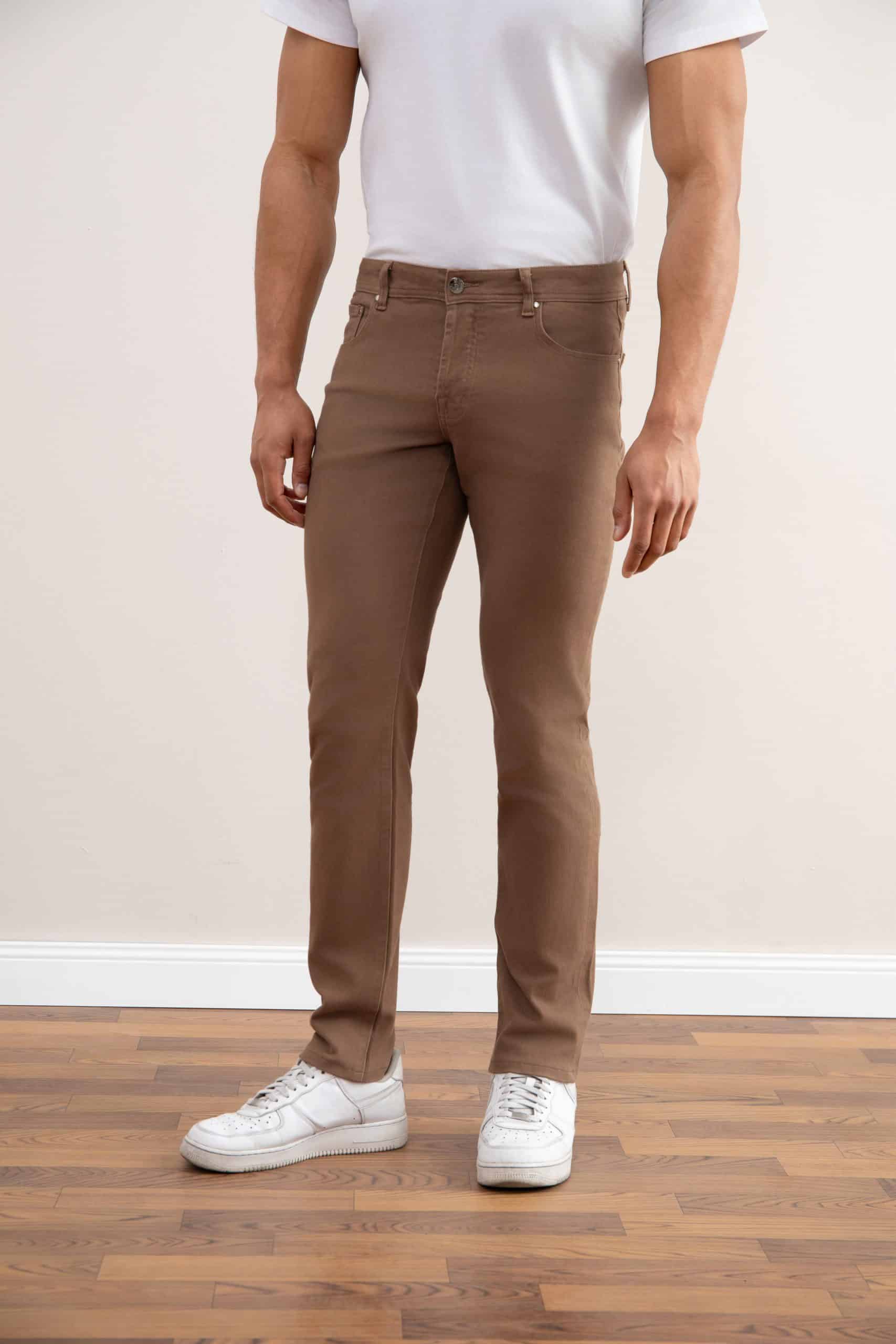 Dark Taupe Stretch Jeans med fem fickor