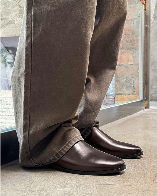 Läder Slip Slide Mules Loafers