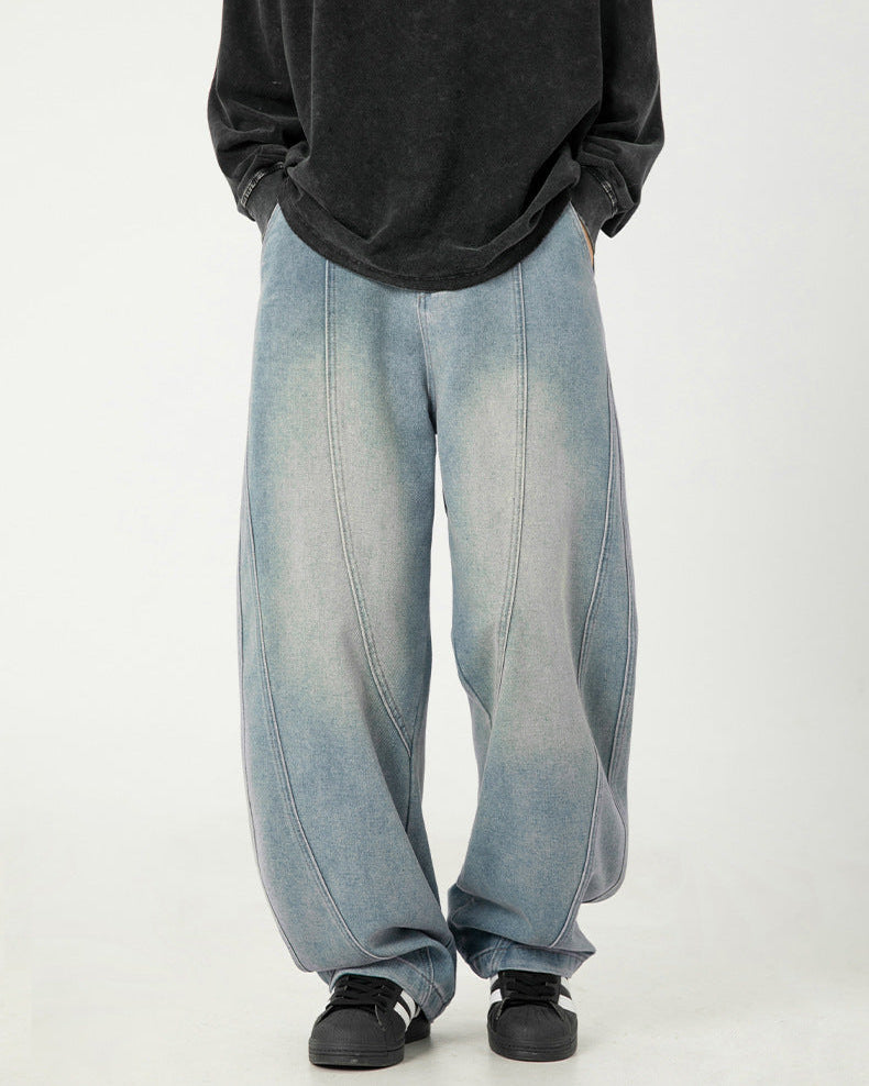 Japon Stili Geniş Paçalı Denim Kot Pantolon