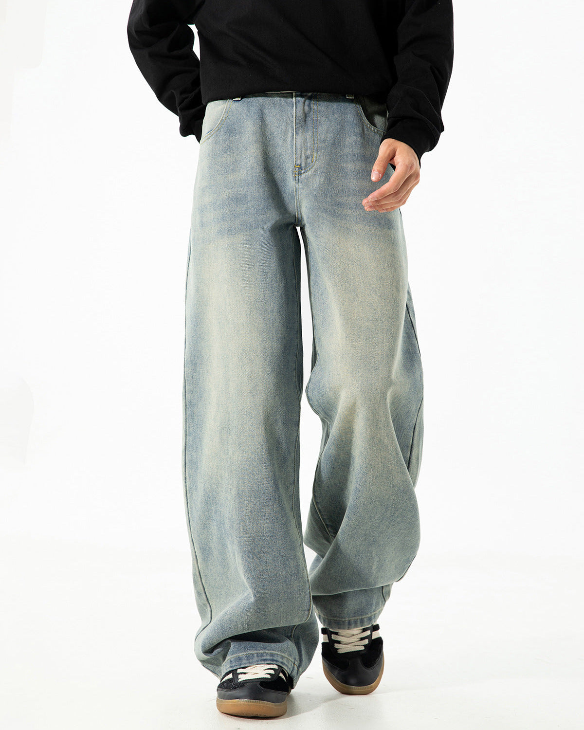 Taş Yıkama Dökümlü Denim Kot