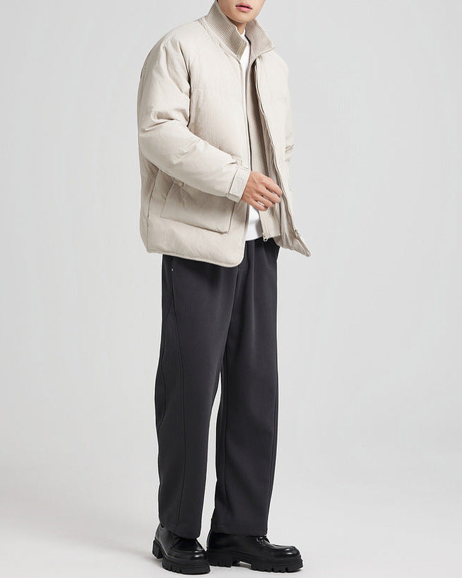 Çift Placket Patchwork Aşağı Ceket