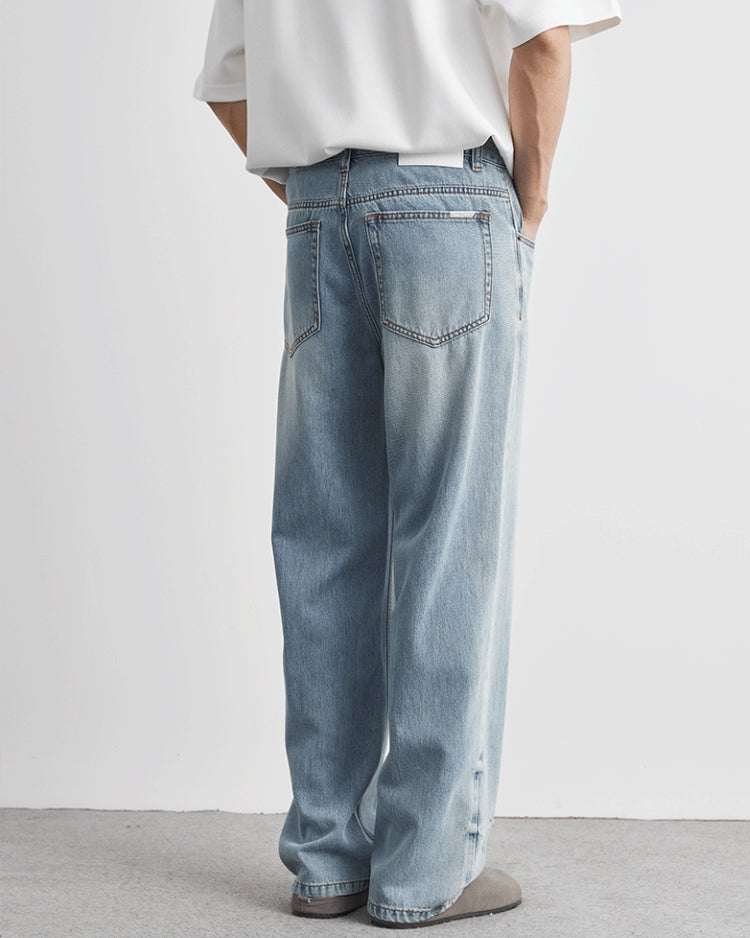 Yumuşak Soluk Düz Denim Kot