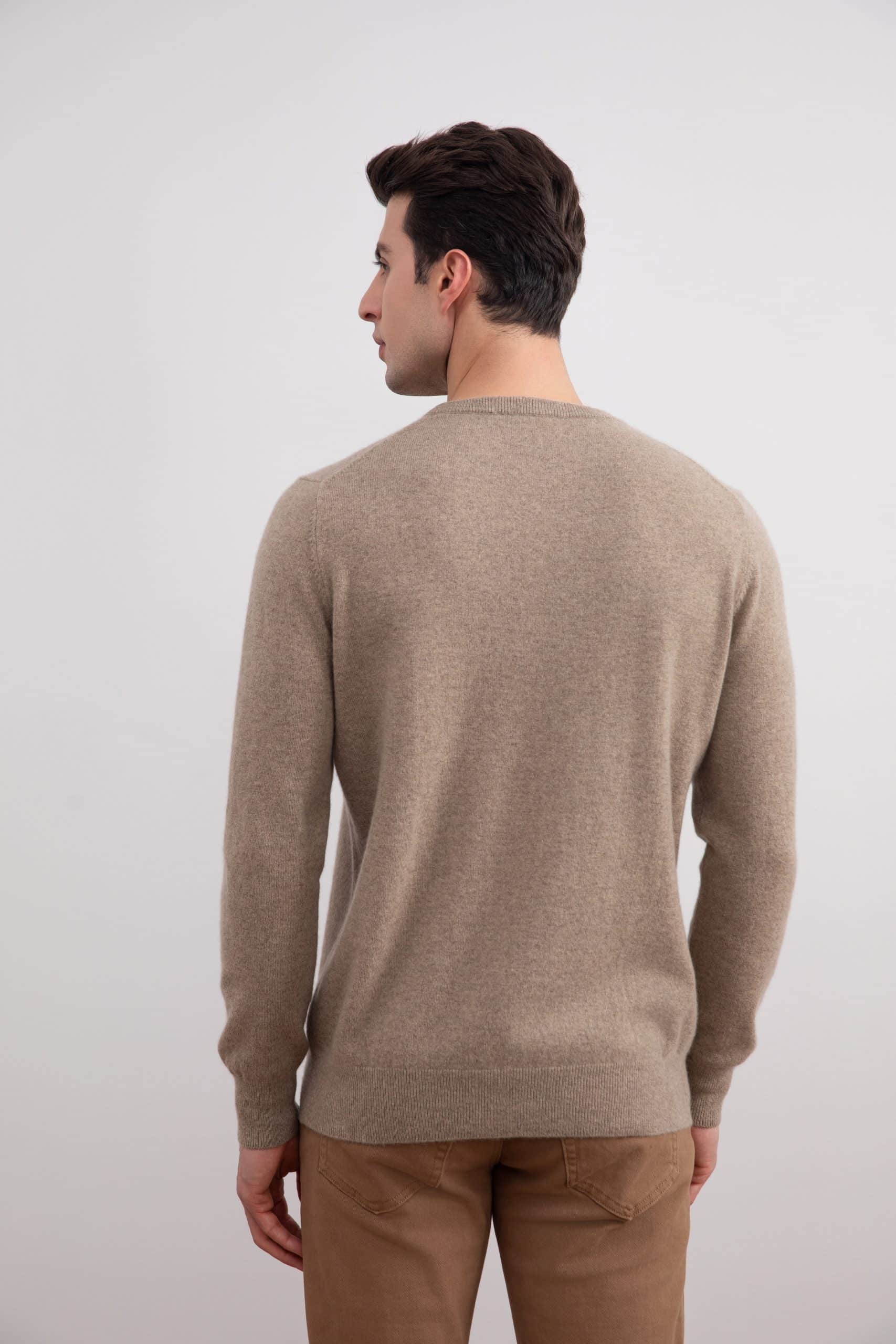 Açık Taupe Melanj Kaşmir Crewneck