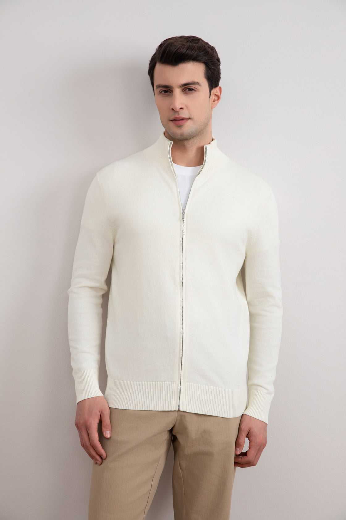 Off-White Klasik Fermuarlı Hırka