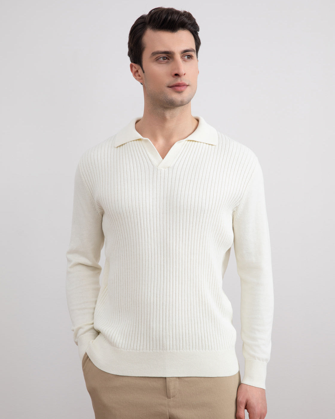 Off-White Çizgili Açık Polo Gömlek