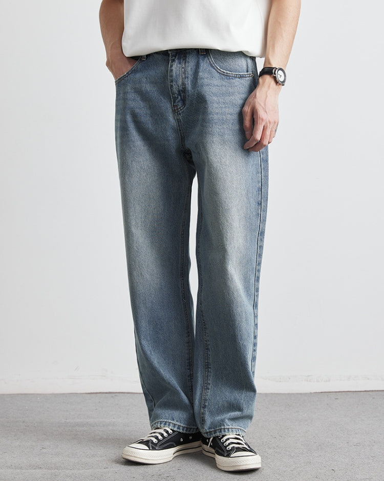 GT Vintage Yıkanmış Düz Paça Denim Kot Pantolon