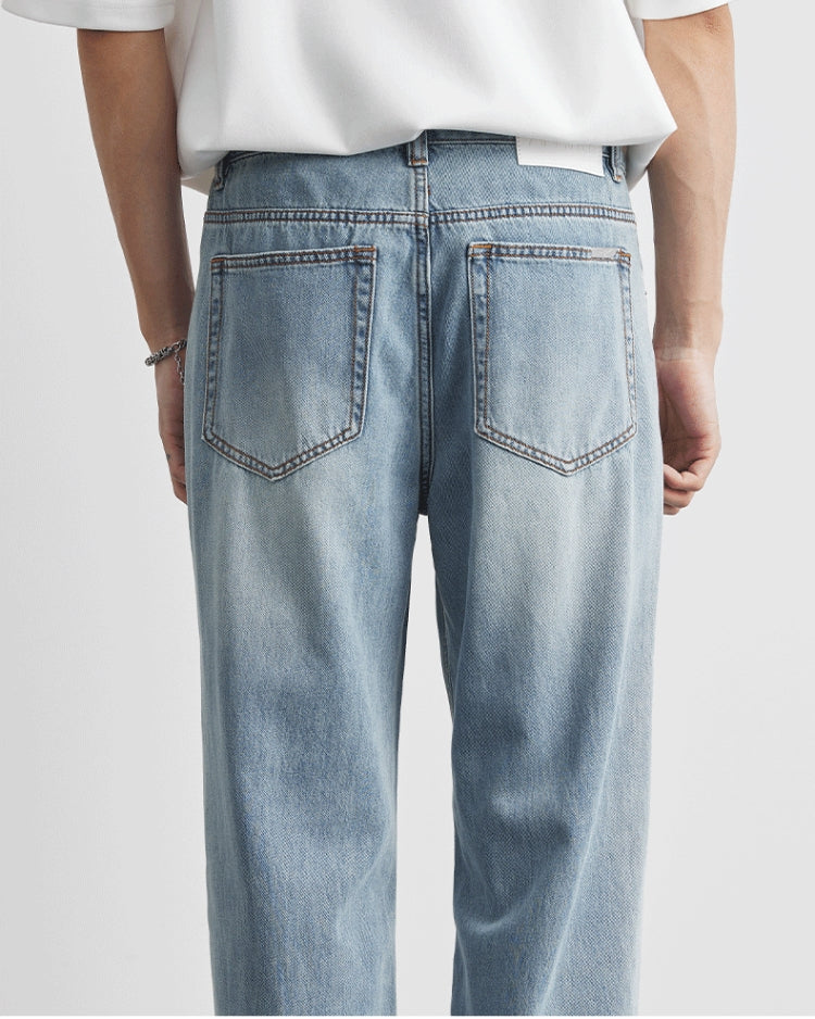 Yumuşak Soluk Düz Denim Kot