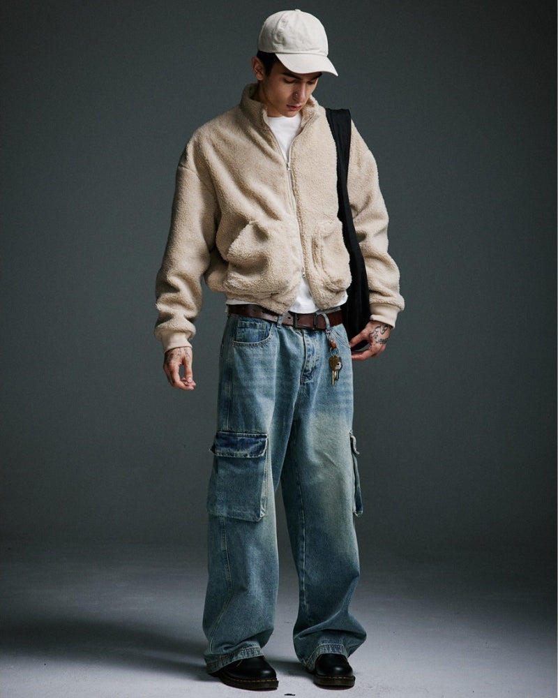 Teddy Relaxed Fit Polar Fermuarlı Ceket