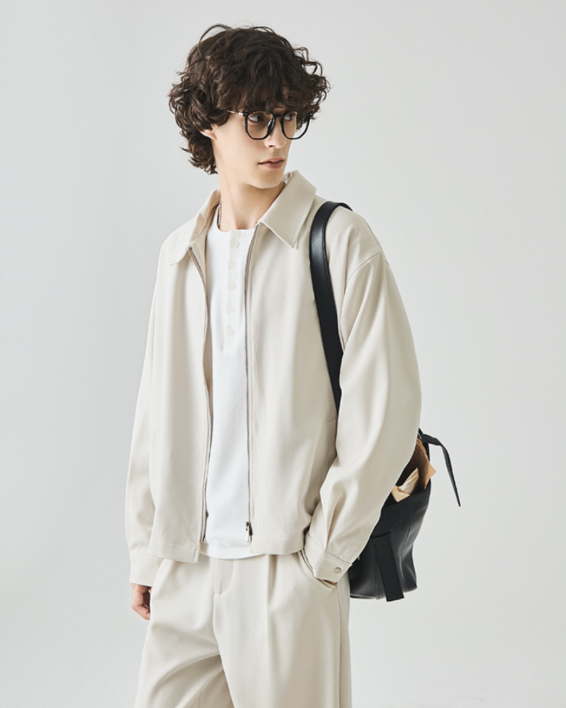 Minimalist Zip-Up Overshirt Ceket