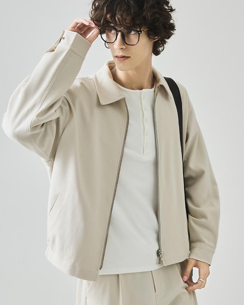 Minimalist Zip-Up Overshirt Ceket