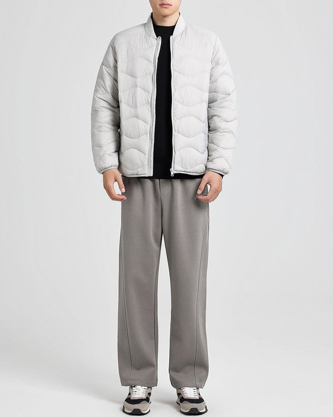 波浪狀水波紋絲綢羽絨外套