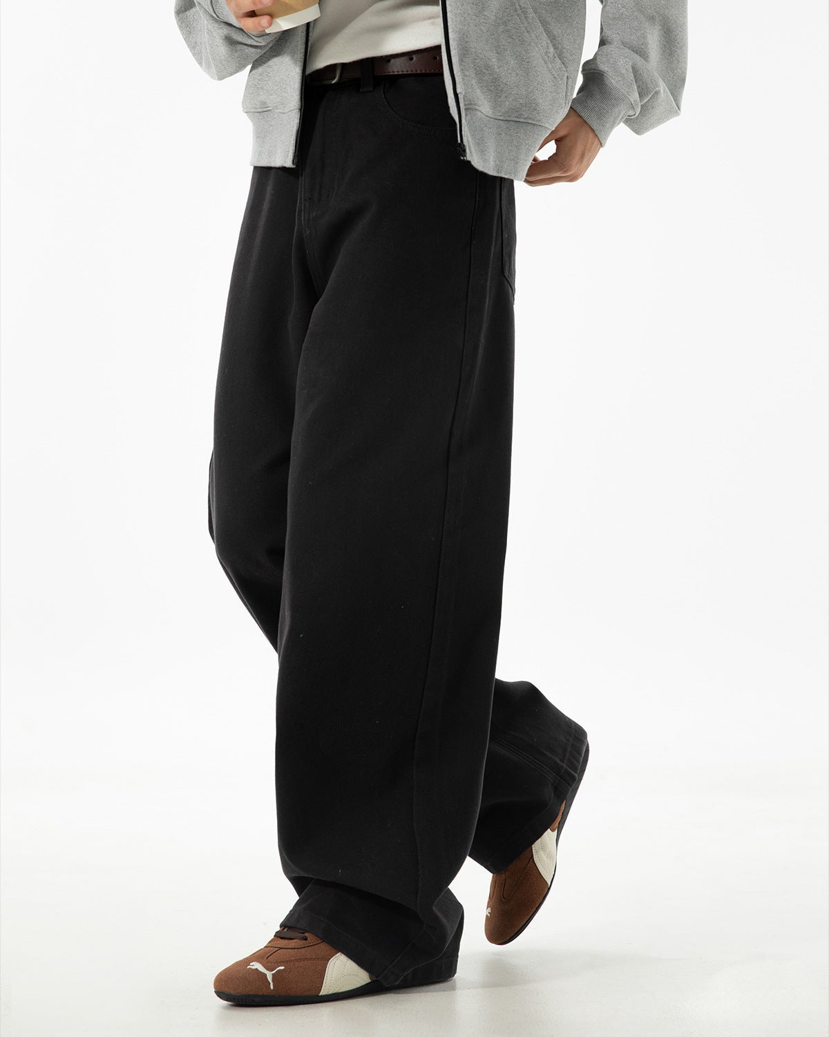 斜紋輕鬆直筒牛仔褲