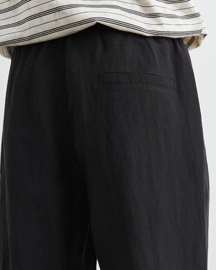 亞麻布及膝短褲