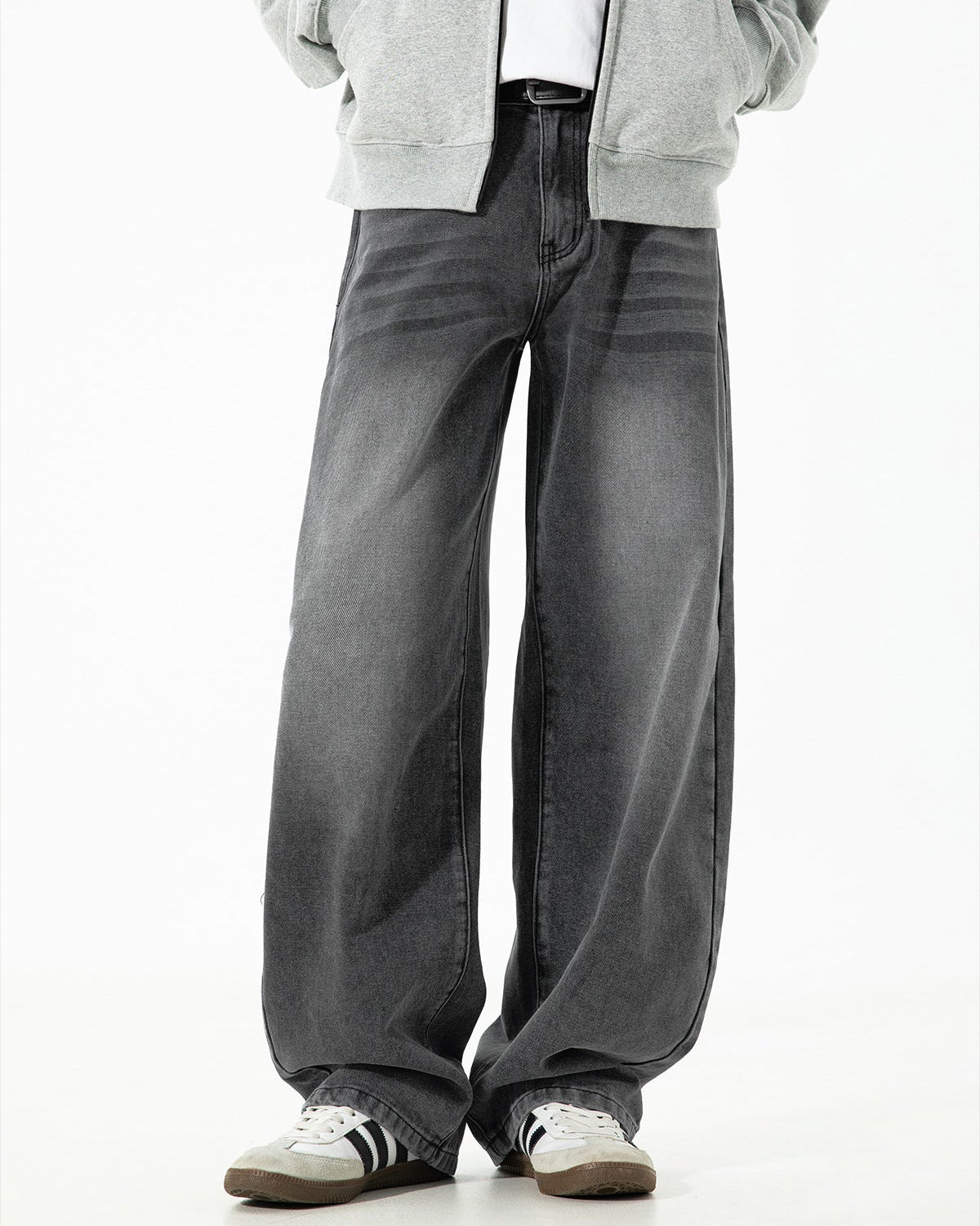 石洗垂坠牛仔裤