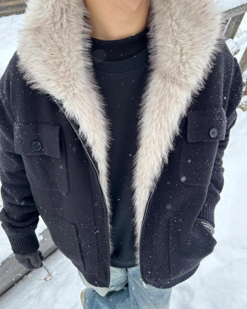 人造毛领多功能夹克