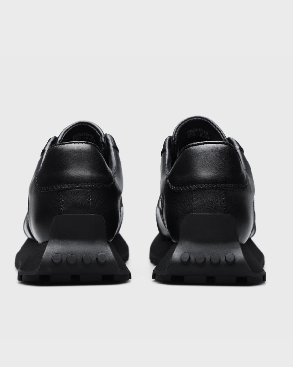 摩纳哥黑色皮革跑鞋