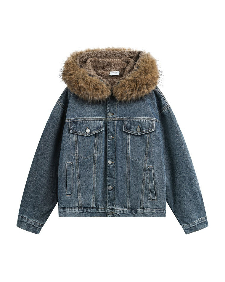 Stoneveil 复古羊羔毛牛仔夹克