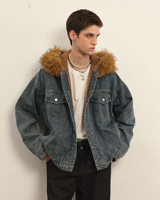 Stoneveil 复古羊羔毛牛仔夹克