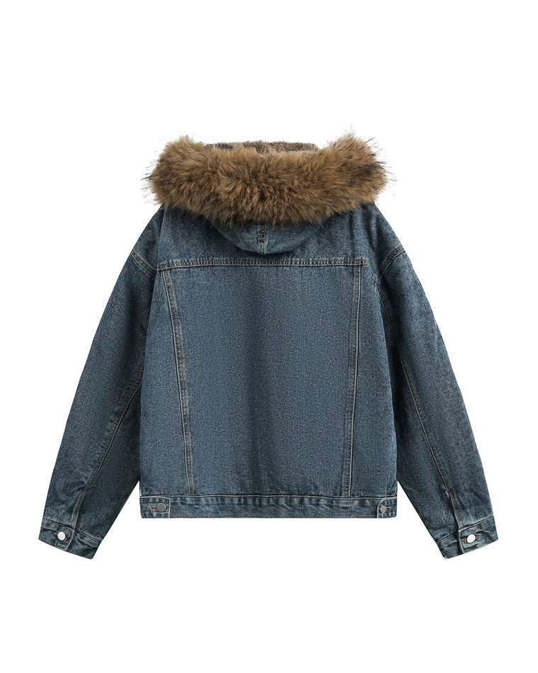 Stoneveil 复古羊羔毛牛仔夹克