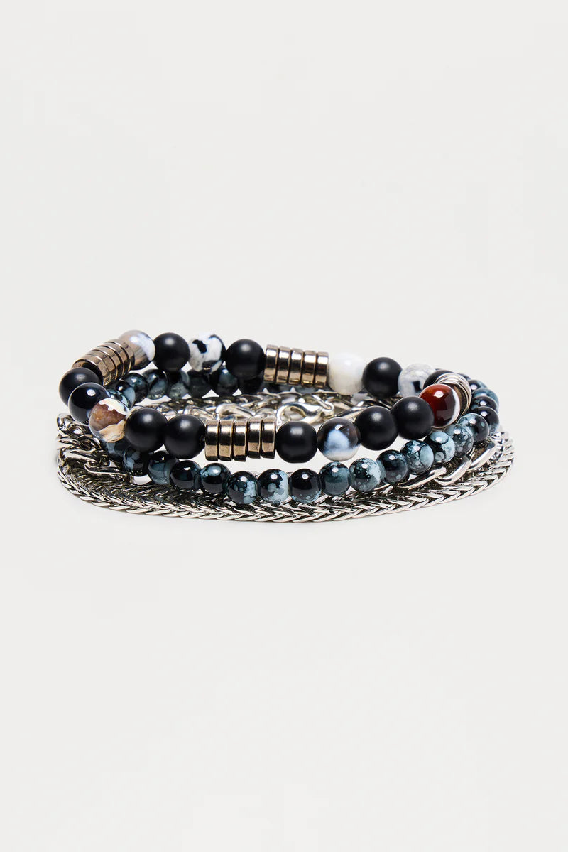 Misty 4 Piece Bracelet Set - Black/Silver