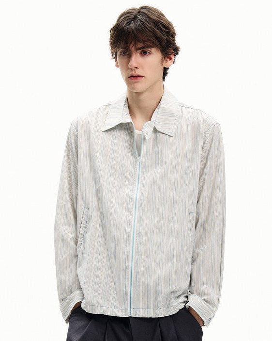 Textured Stripe Zip Jacket