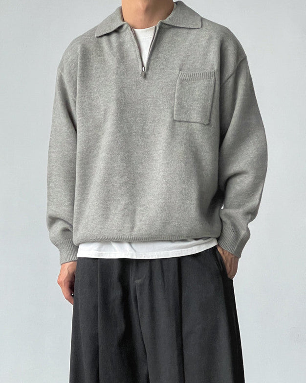 Minimal Knit Zip Sweater