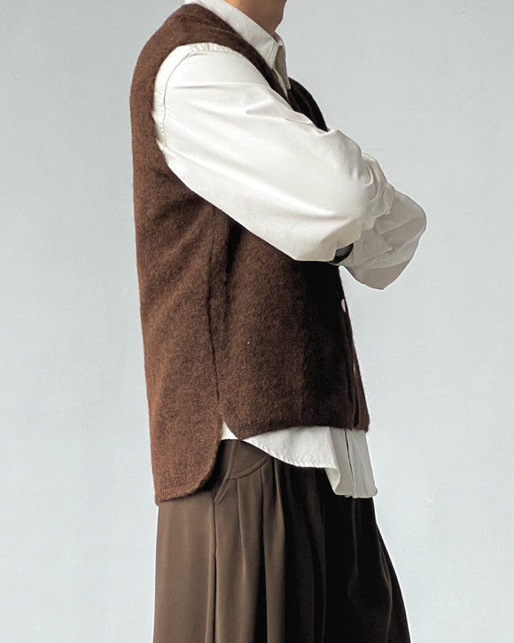 Knit Wool Blend Buttoned Vest
