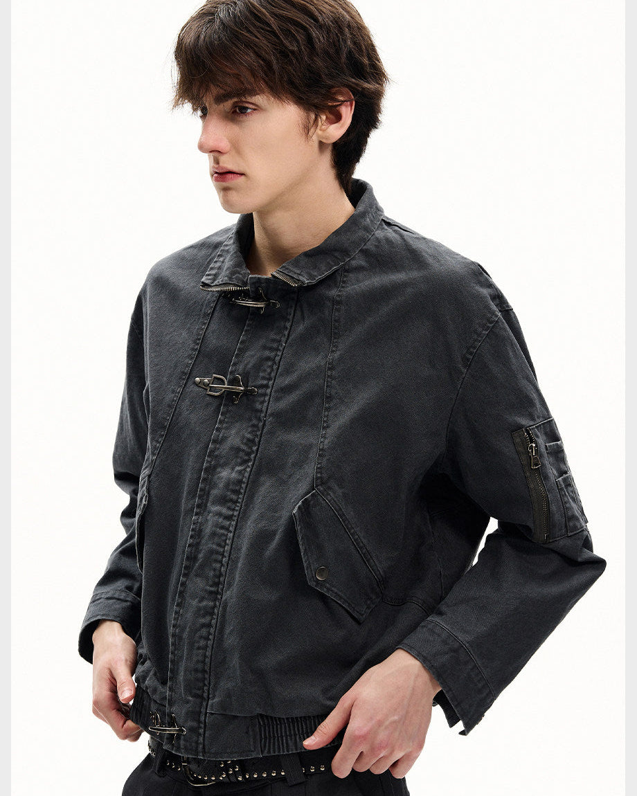 Functional Zip Buckle Front Jacket