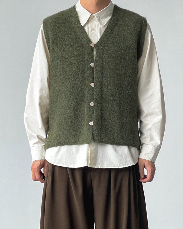 Knit Wool Blend Buttoned Vest