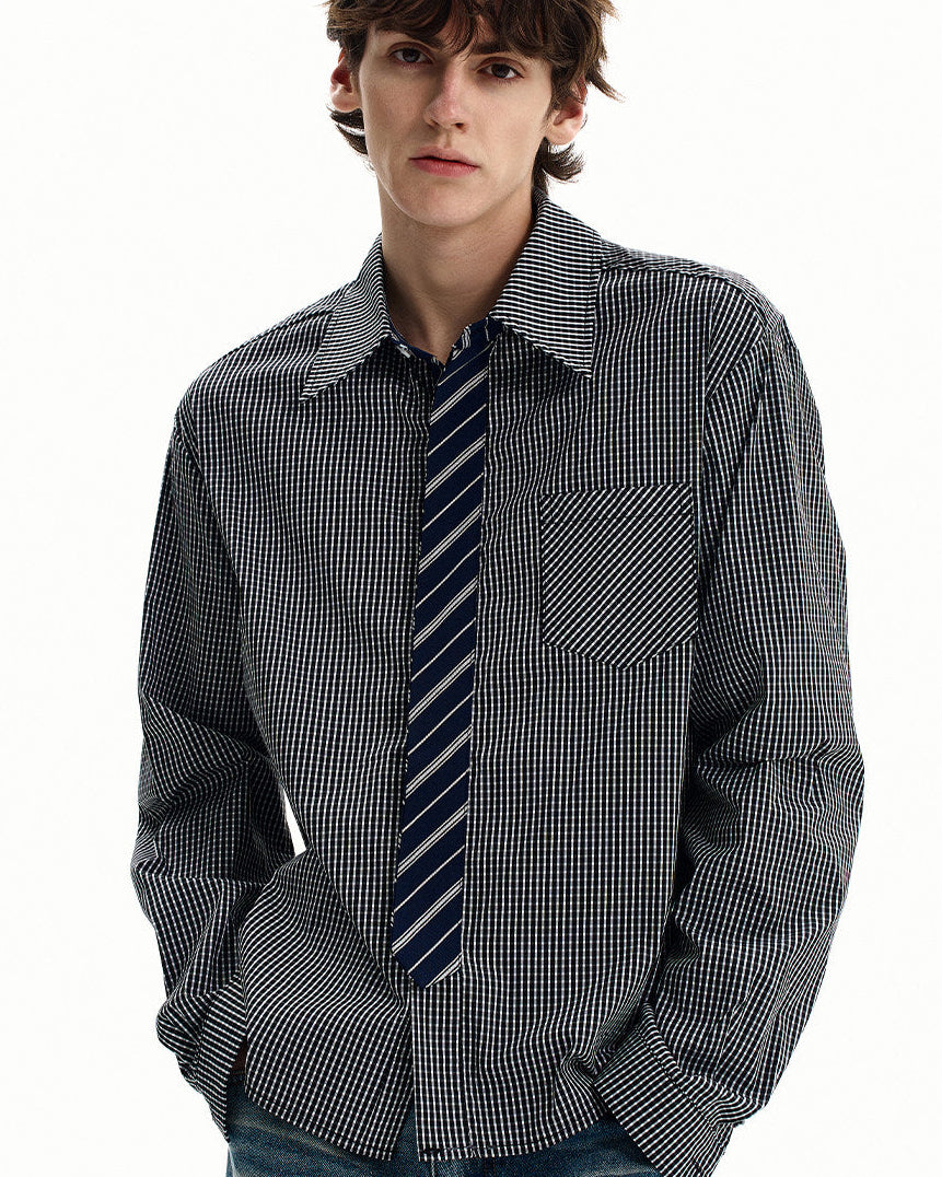 Fine Micro Cotton Grid Shirt